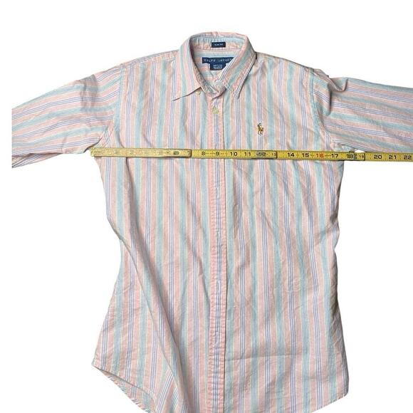Ralph Lauren pink blue mint Striped Long Sleeves Button Down Shirt Size 4 - Picture 5 of 5